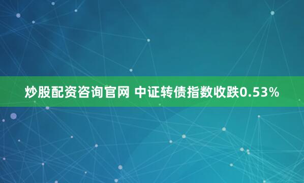 炒股配资咨询官网 中证转债指数收跌0.53%